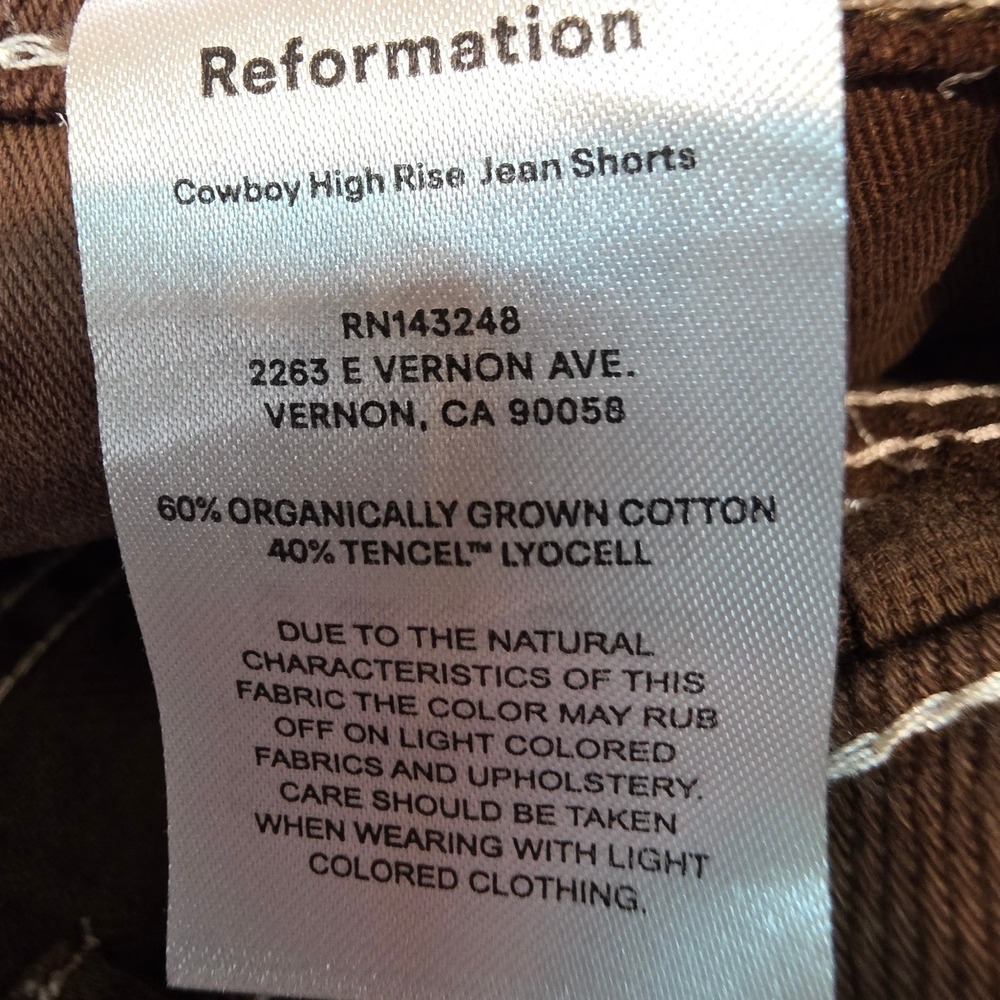 Reformation Womens 28 Cowboy High Rise Jean Shorts in Chocolate - Picture 11 of 11